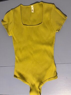 Lime green Ribbed Short Sleeve Bodysuit